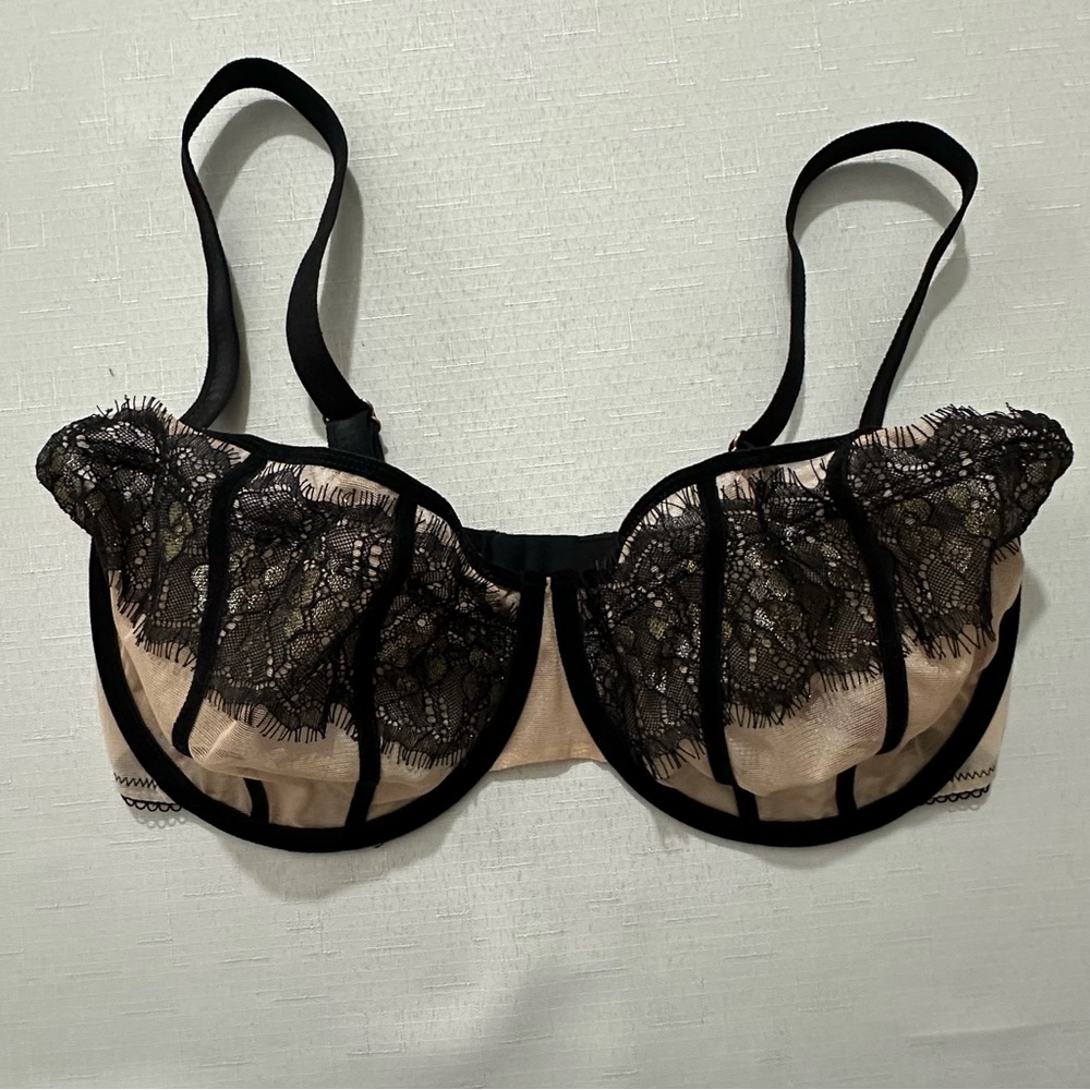Scantilly Passion Lace Bra 34FF Black Nude Sheer